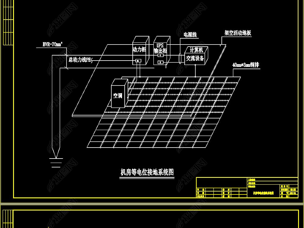 机房防雷接地系统图大样图cad模板