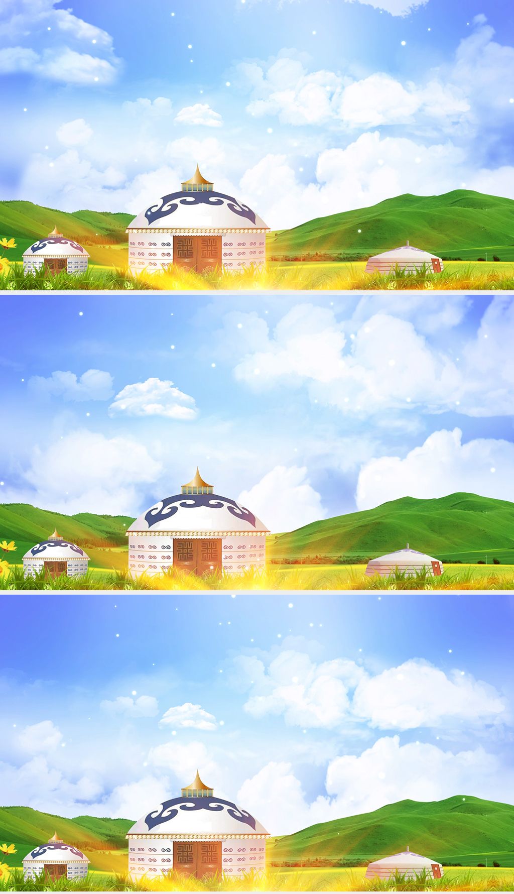 草原蒙古包背景敖包相会led大屏幕视频素材