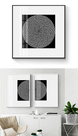 灰色个性抽象曲线新中式北欧ins简约抽象油画现代艺术装饰画无框画