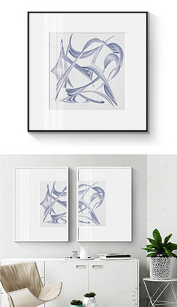 银灰色个性金属曲线新中式北欧ins简约抽象油画现代艺术装饰画无框画