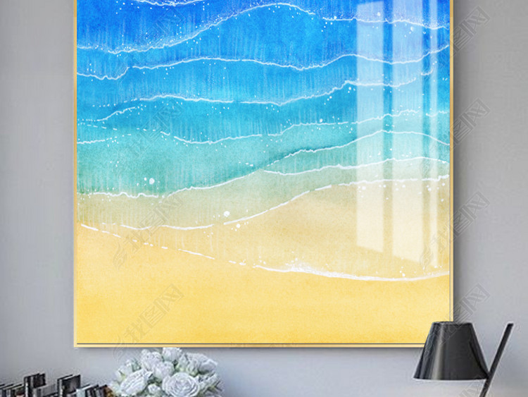 现代简约北欧抽象意境沙滩浪花客厅卧室装饰画
