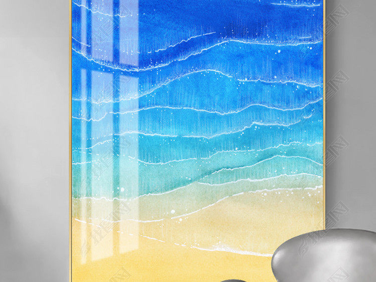 现代简约北欧抽象意境沙滩浪花客厅卧室装饰画