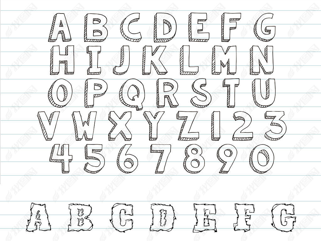 手绘波浪微立体艺术字体海报美术字时尚英文字母艺术字ai格式