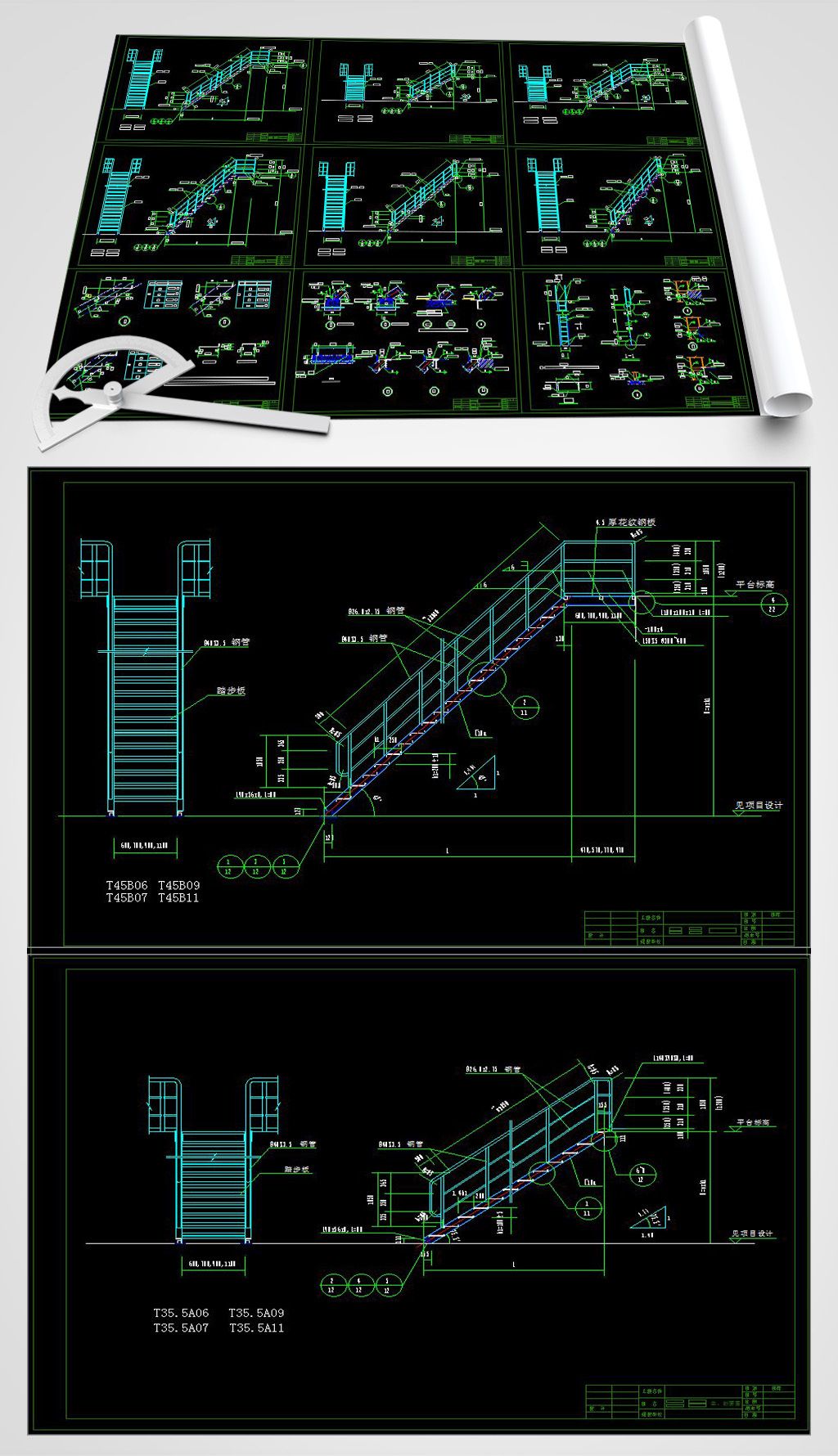 钢结构简易楼梯施工图详图下载-编号19156960--我图网
