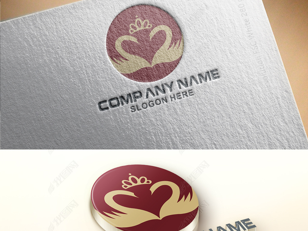 天鹅皇冠图案logo设计