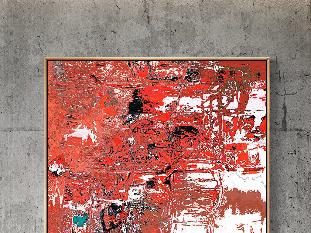 原创北欧现代抽象红色笔触涂鸦艺术油画装饰画