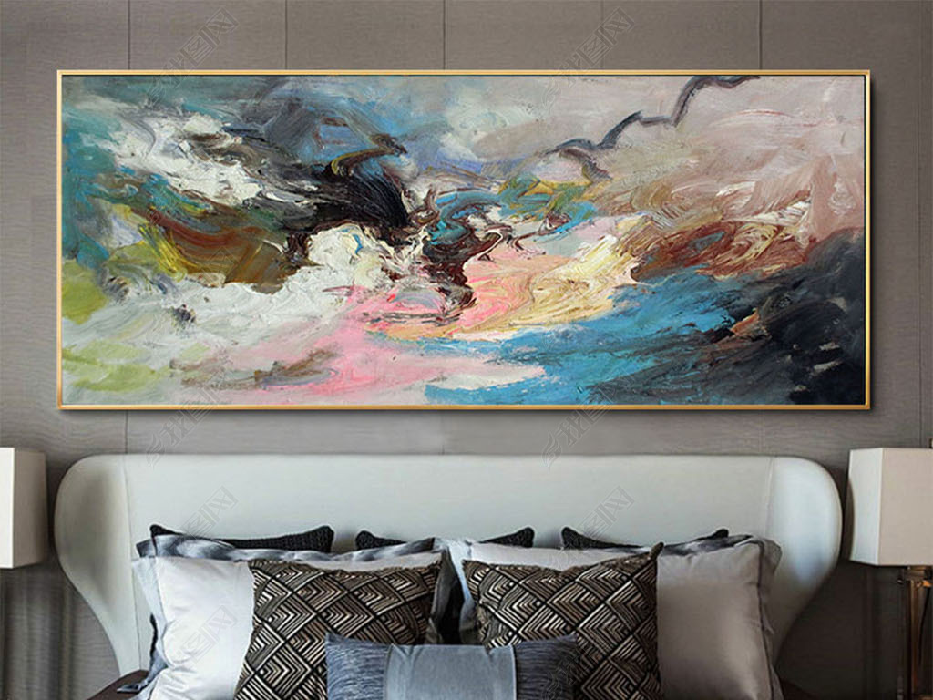 原创手绘抽象厚油现代油画办公室现代客厅办公室现代简约抽象装饰画