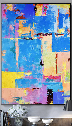 色板色块玄关|高清立体抽象艺术油画玄关