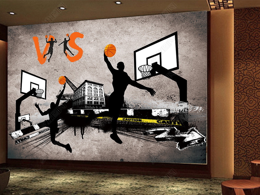 蓝球运动室内室外活动比赛工装背景墙