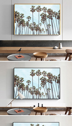小清新绿植装饰画北欧植物棕榈叶子装饰画