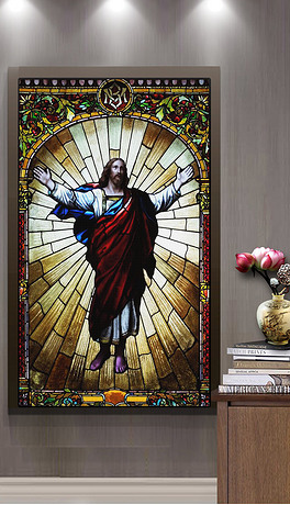 欧洲人物手绘油画耶稣宗教信仰玄关装饰画