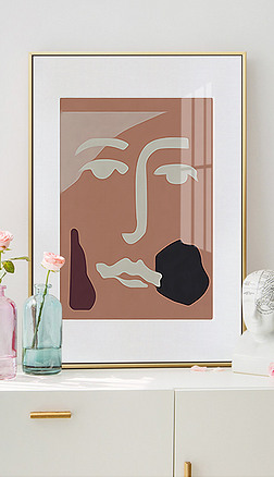 北欧抽象马赛克人物简约几何客厅玄关装饰画