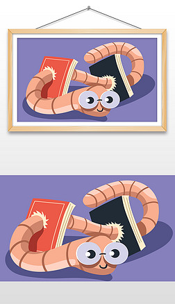 手绘创意抽象书虫插画设计ai矢量图