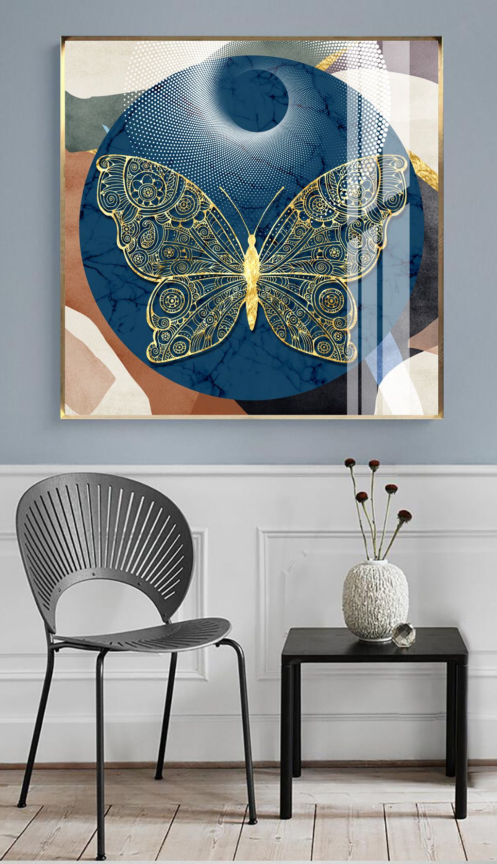 北欧现代艺术抽象几何金色蝴蝶晶瓷装饰画素材简介我图网提供北欧现代