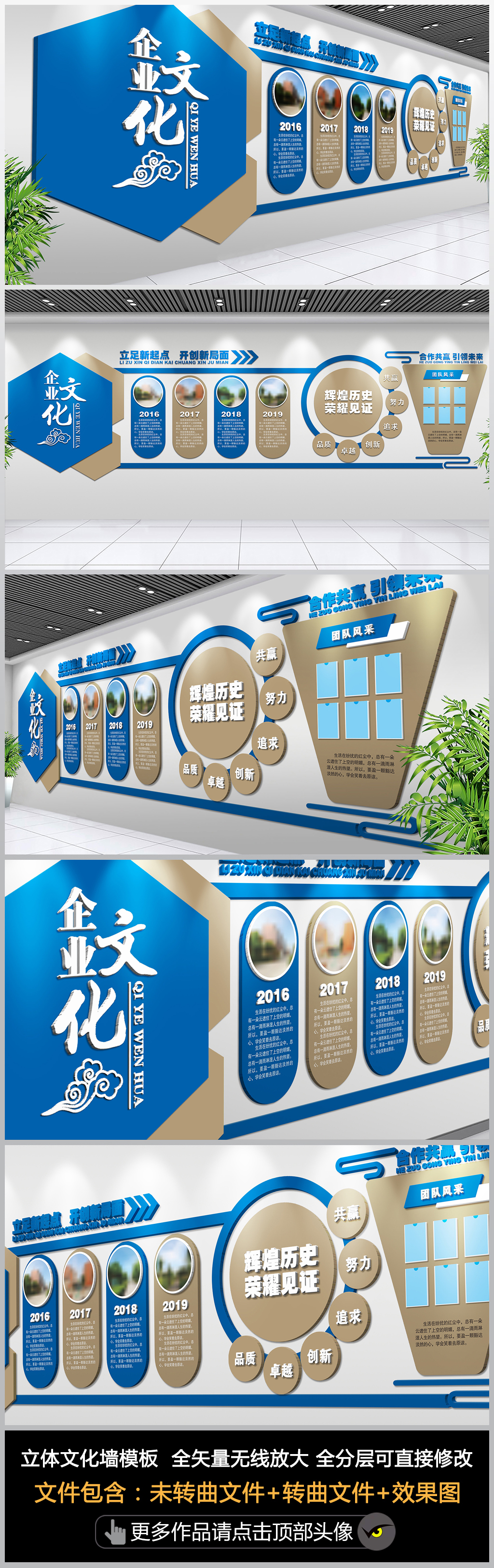 原创大型简约蓝色科技办公形象墙企业文化墙企业发展历程企业大事记-版权可商用