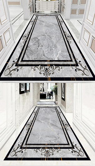 原创大理石高档灰大板过道走廊地拼花版权可商用
