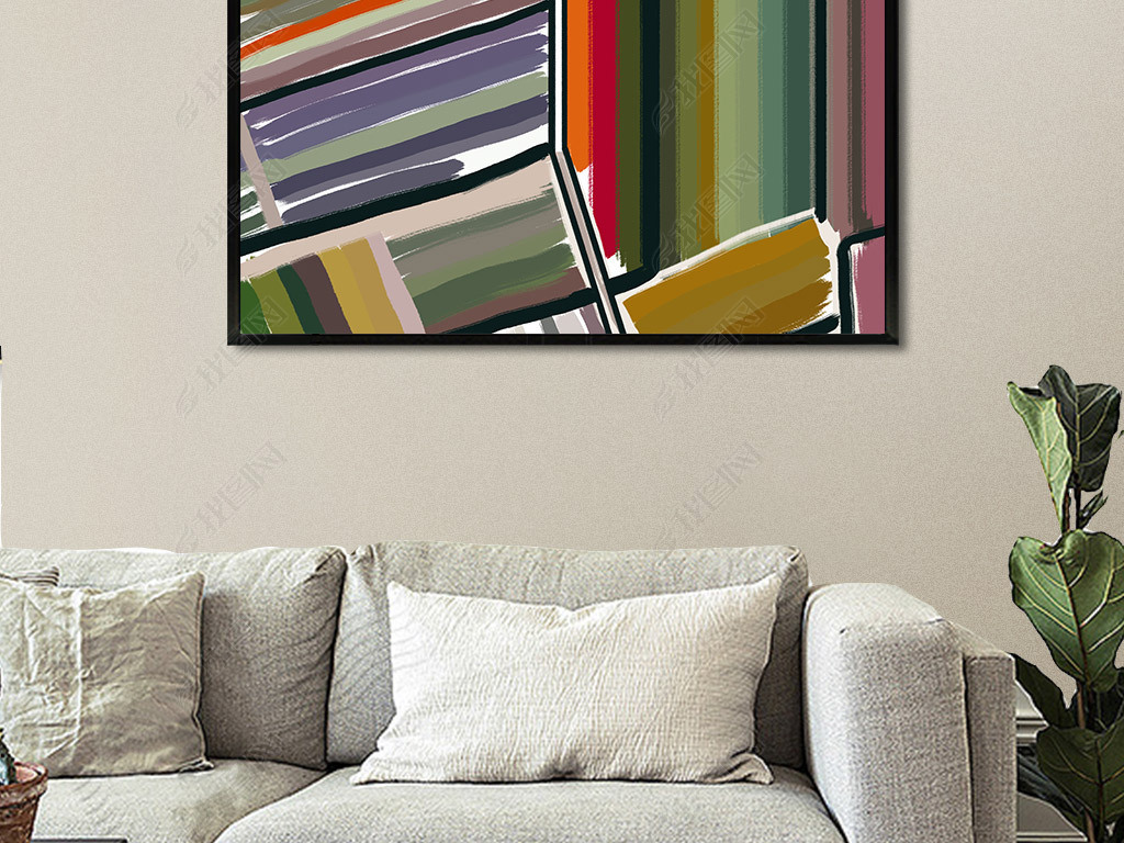 现代风格抽象简约几何色块抽象油画装饰画