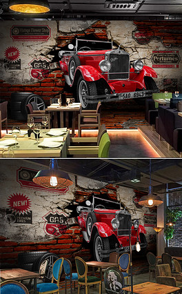 Classic Car Shop Wallpaper
