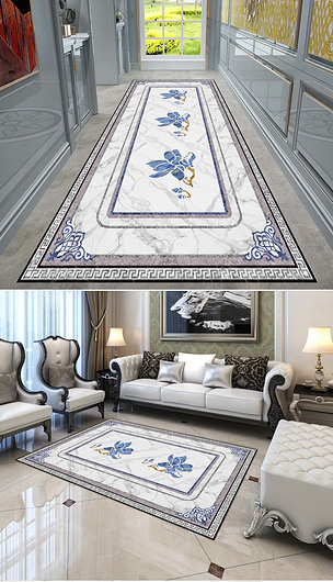 原创大理石走廊过道水刀拼花图案