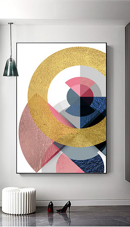 几何装饰画北欧现代简约抽象蓝色几何金色三角装饰画北欧现代简约抽象