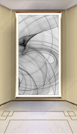 现代简约抽象艺术线条黑白装饰画玄关无框画