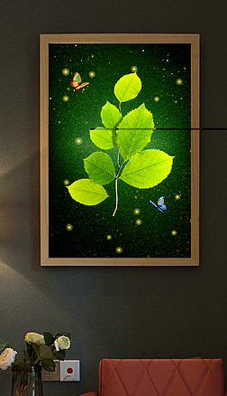 现代简约萤火绿清新绿叶装饰画