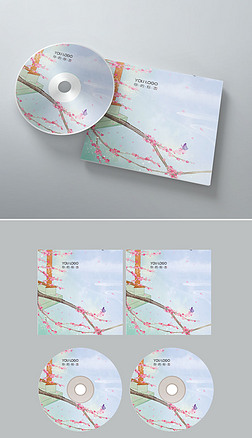 高清樱花节光盘封面打印分层可编辑设计