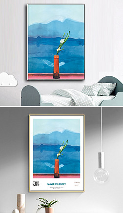 简约清新文艺复古手绘水彩鲜花风景装饰画