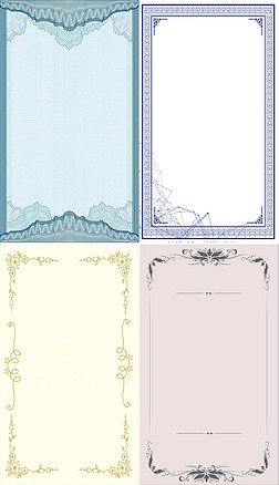 空白底板证书模板|欧式边框花纹授权书荣誉证书高清psd模板