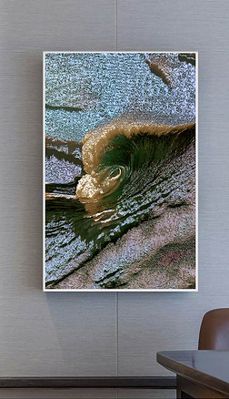 手绘立体海浪抽象画简约现代北欧装饰画玄关背景