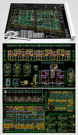 高层建筑全套施工图纸cad专题模板-高层建筑全套施工图纸cad图片素材