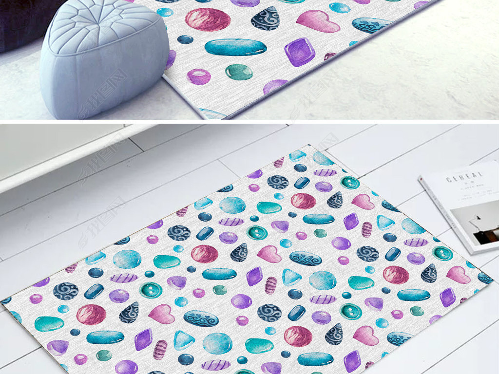 海洋主题现代北欧海螺海星艺术唯美地毯地垫