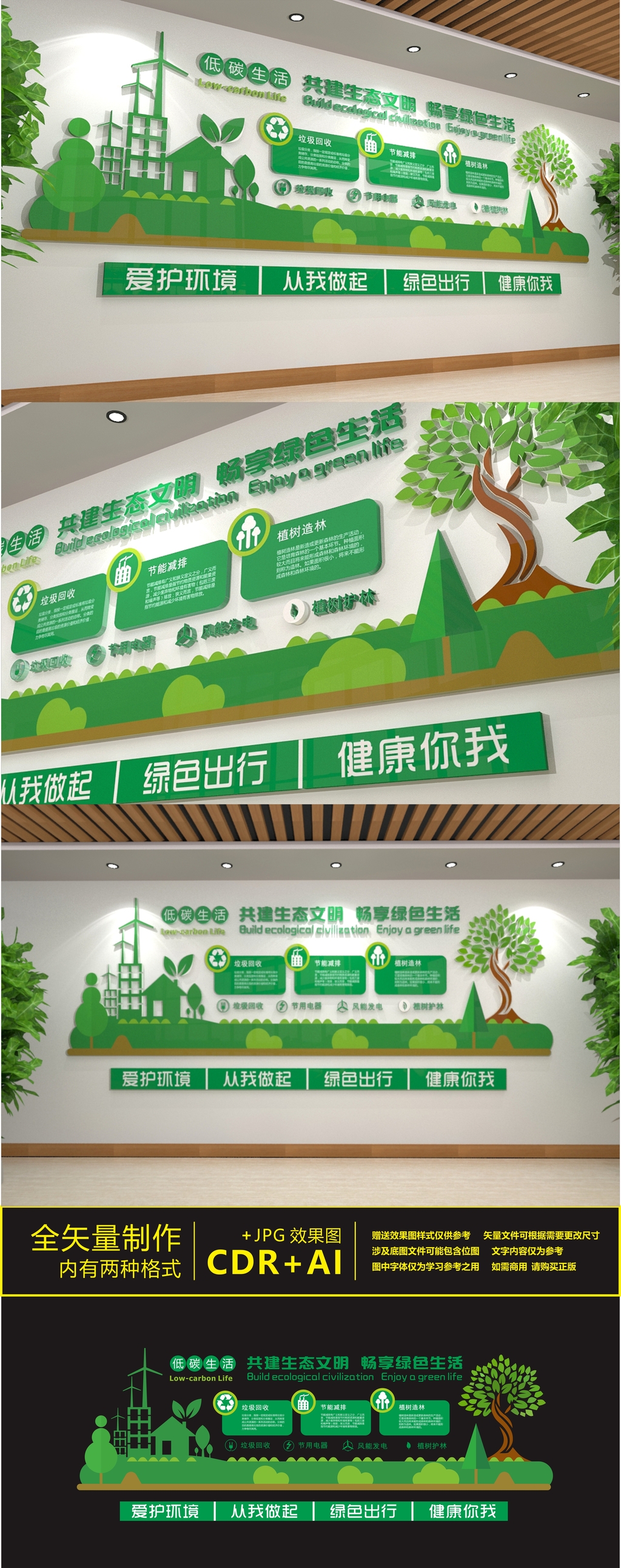 原创城市绿色环保低碳节能文化墙-版权可商用