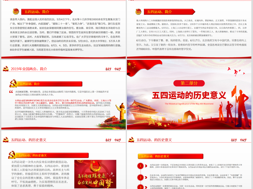 纪念五四运动100周年PPT