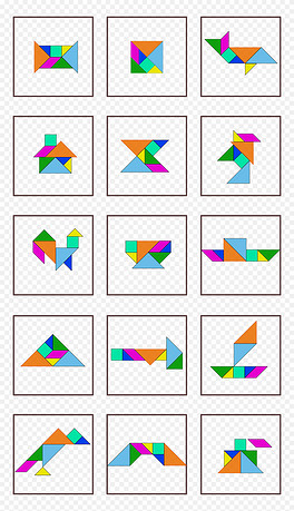 彩色几何形七巧板拼图装饰海报矢量图素材