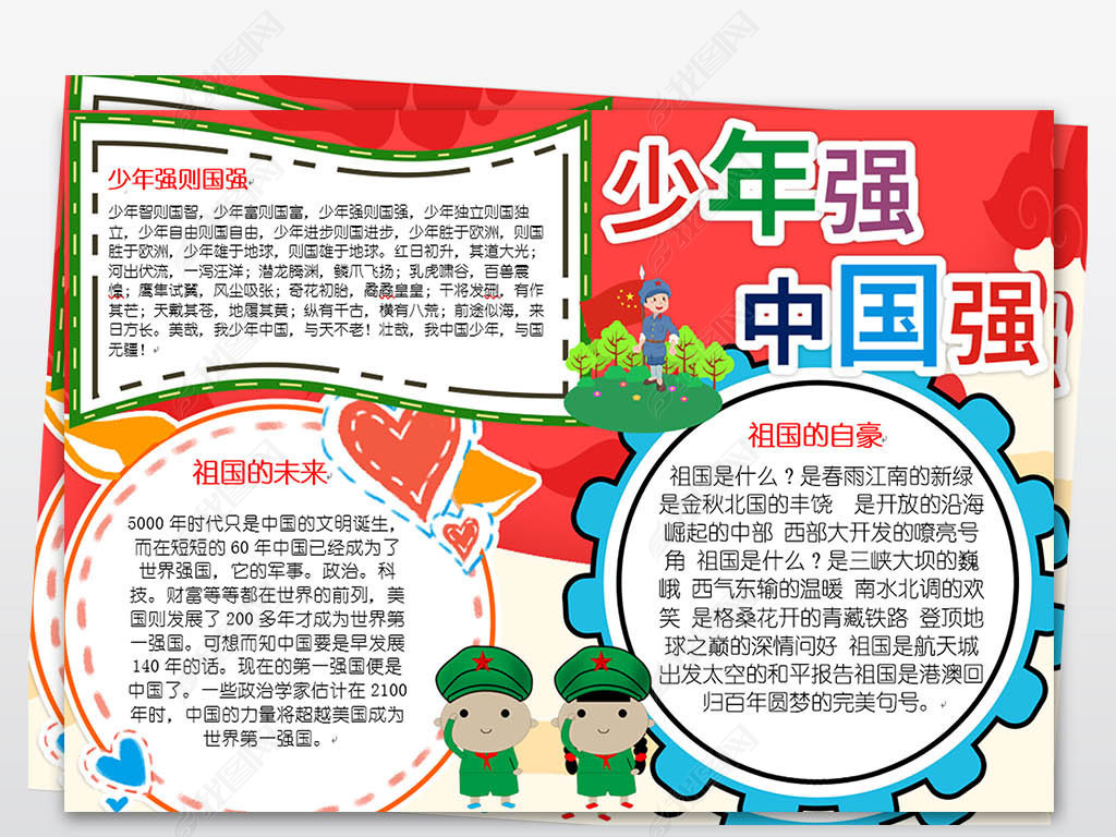 原创少年强中国强爱国小报word手抄报-版权可商用