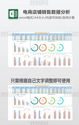 市场销售电商人员店铺销售数据分析报表