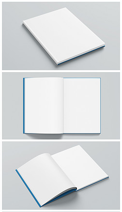 书本封面贴图样机|多角度书籍画册封面内页翻开贴图展示样机