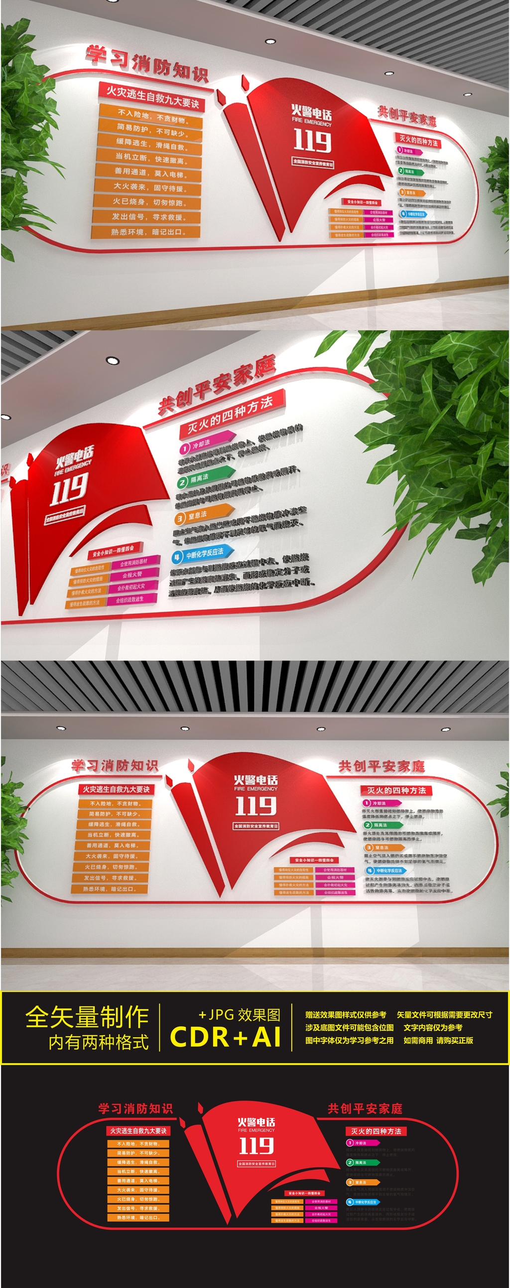 原创消防安全宣传文化墙-版权可商用