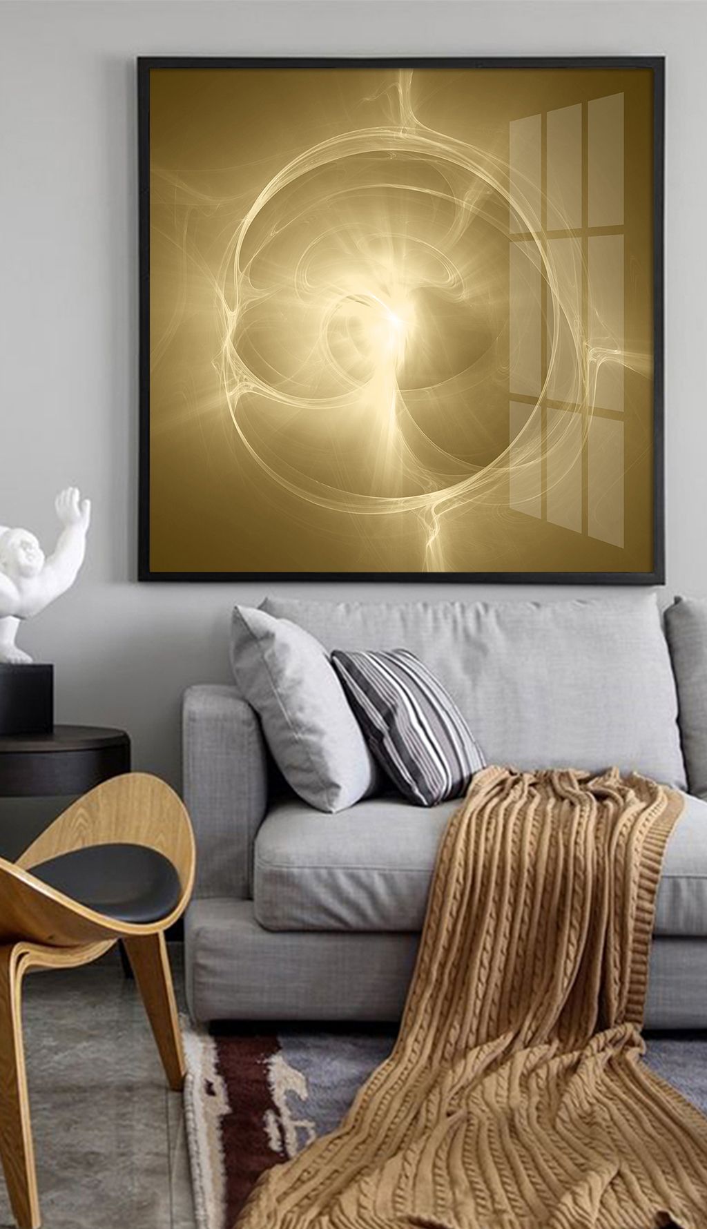 现代简约金色光芒抽象艺术装饰画