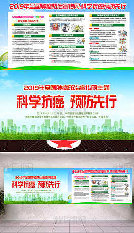 绿色2019肿瘤防治宣传周主题展板