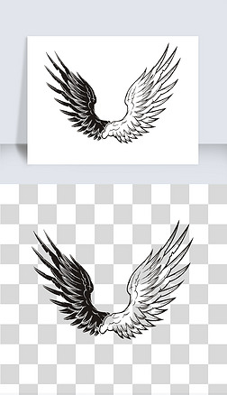 黑白翅膀cdr矢量图
