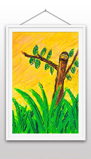 卡通手绘小树花草儿童装饰画