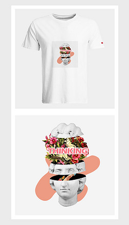 杂志 复古人物服装印花图案|欧美杂志风时尚雕塑拼贴插画