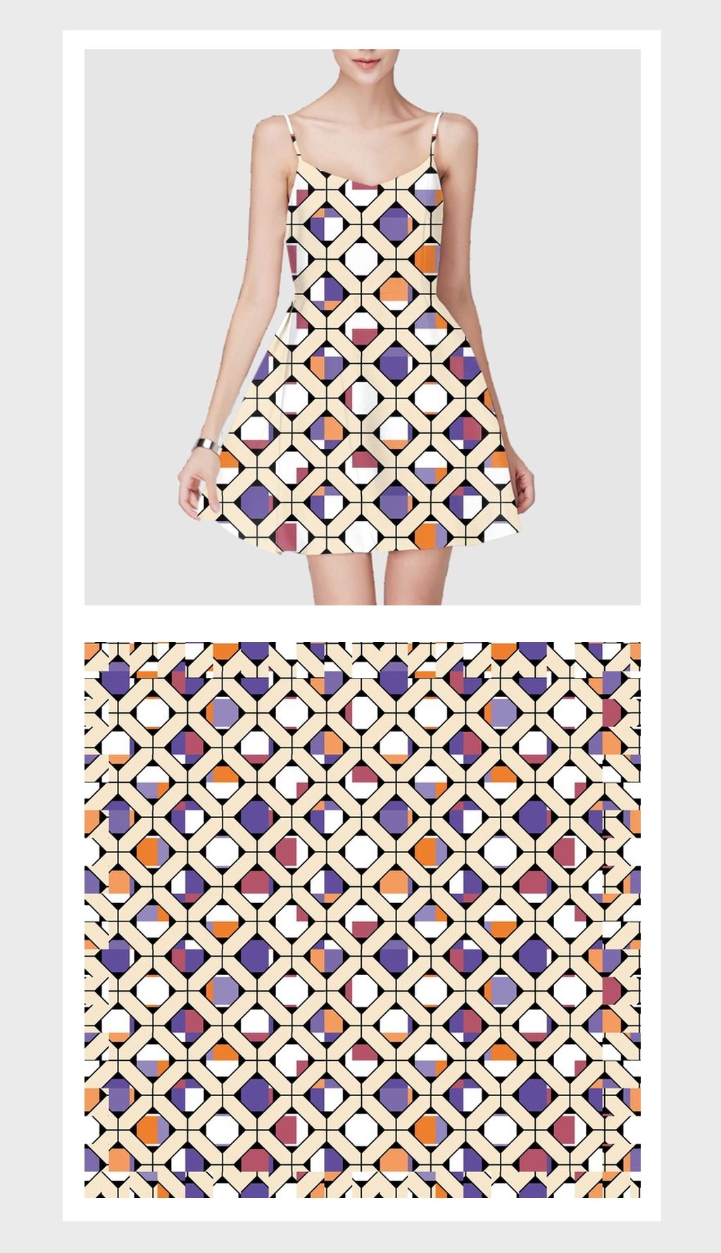 白底简约几何图形服装家纺印花设计