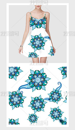 原创白底简约清新几何花纹服装家纺印花