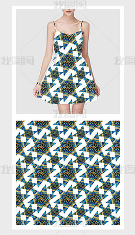 原创白底简约几何花纹服装家纺印花