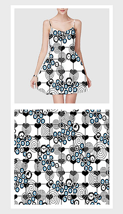 桃心花纹服装印花图案|白底简约几何桃心花纹服装家纺印花