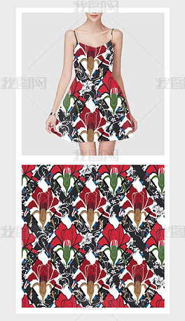 原创白底简约几何图案设计服装花型欧美风花型