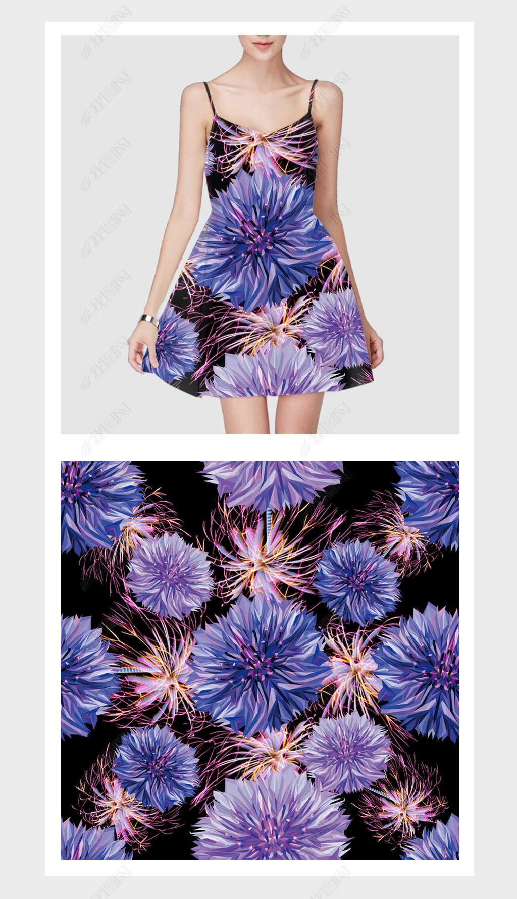 服装印花图案 满版印花 植物元素 > 现代时尚花卉数码植物图案印花